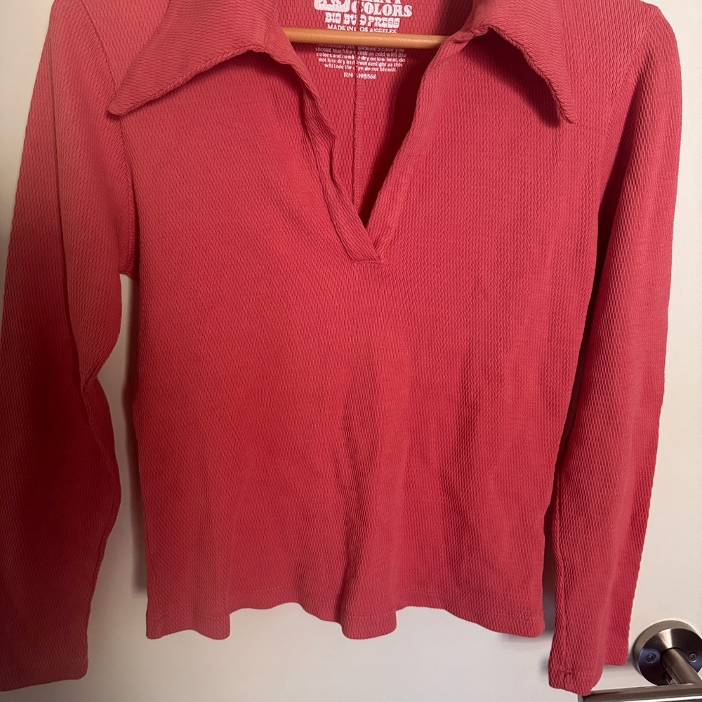 Big Bud Press Pink Fitted Notched Collar Blouse